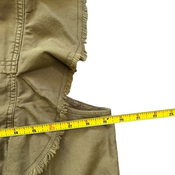 Anthropologie Pilcro Moss Flutter Sleeve Button Front Tunic Dress Olive Green L - Picture 10 of 11